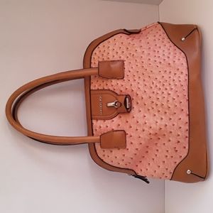 London Fog Faux Ostrich Should Bag Purse Handbag